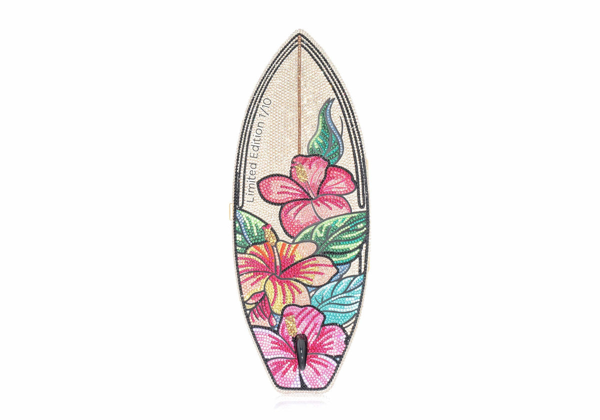 Surf Board Aloha crystal clutch back view