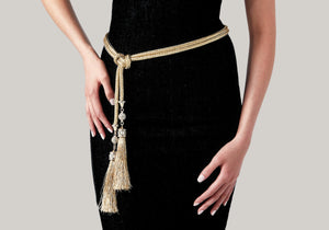 Crystal Tassel Belt Champagne-1
