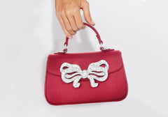 Satin Bow Top Handle Crimson