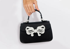 Satin Bow Top Handle Black