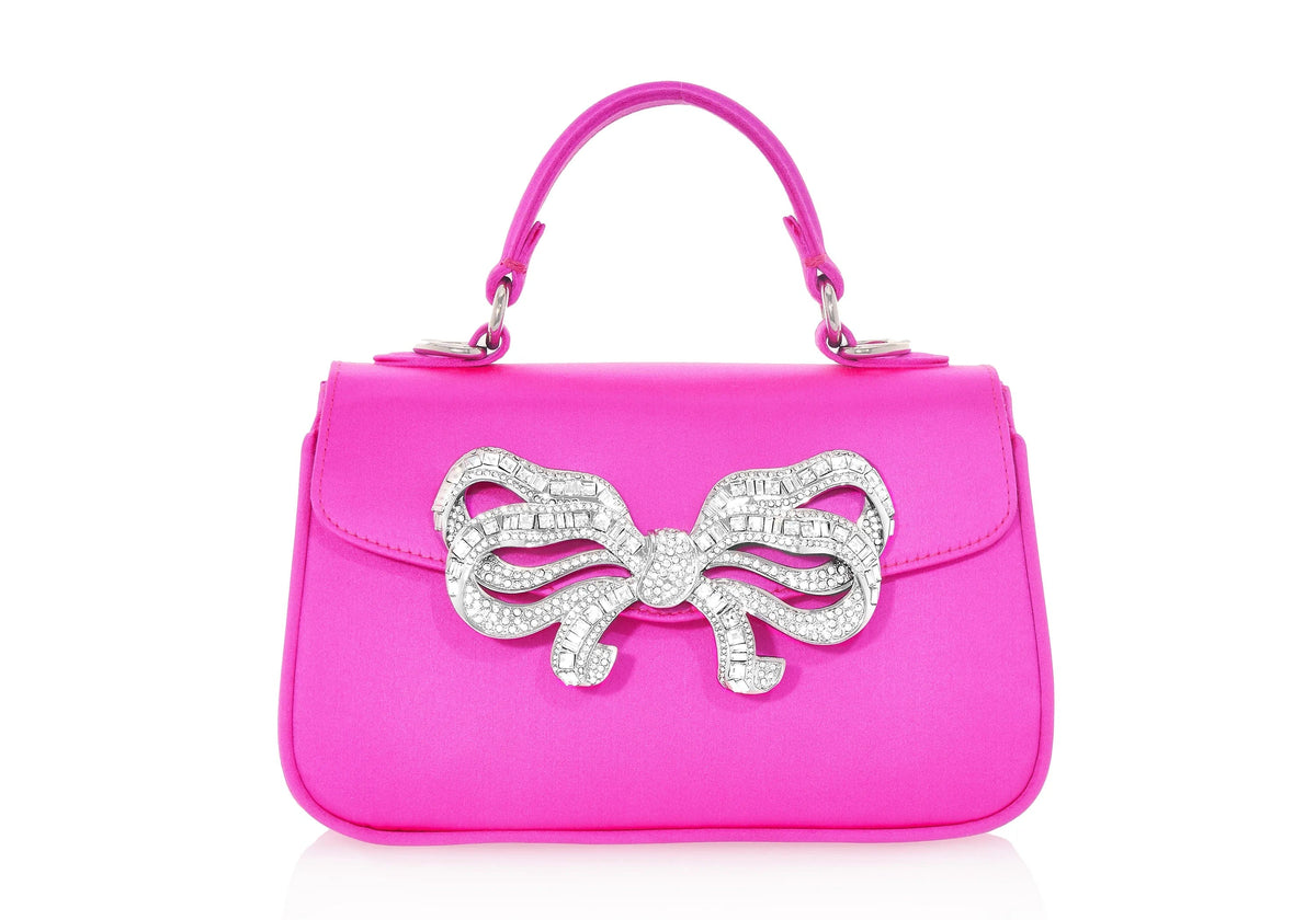 Satin Bow Top Handle Fuchsia