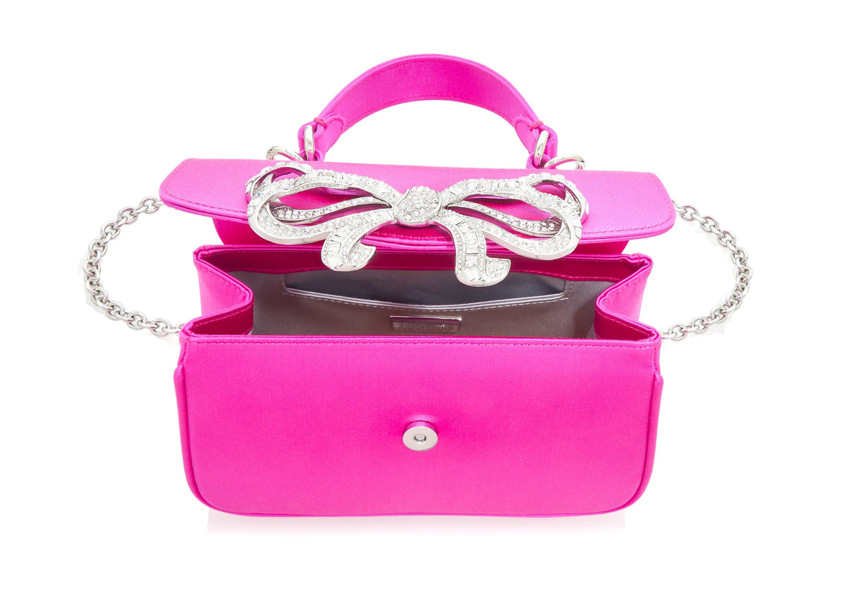 Satin Bow Top Handle Fuchsia