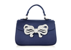 Satin Bow Top Handle Navy