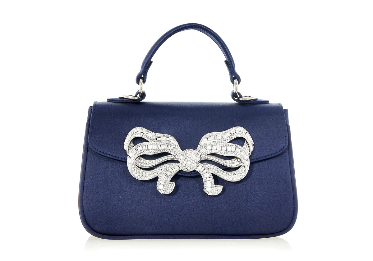 Satin Bow Top Handle Navy