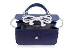 Satin Bow Top Handle Navy