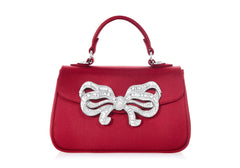 Satin Bow Top Handle Crimson