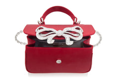 Satin Bow Top Handle Crimson