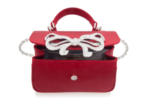 Satin Bow Top Handle Crimson-3