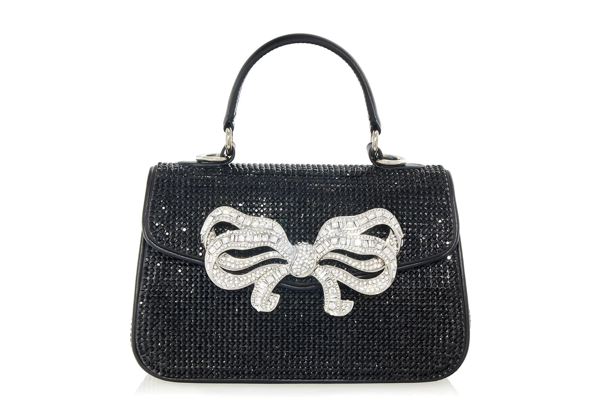 Crystal Bow Top Handle Black jet front view