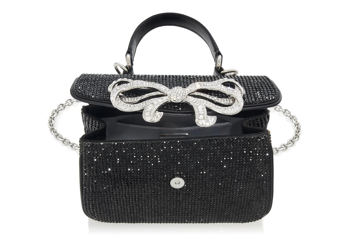 Crystal Bow Top Handle Black
