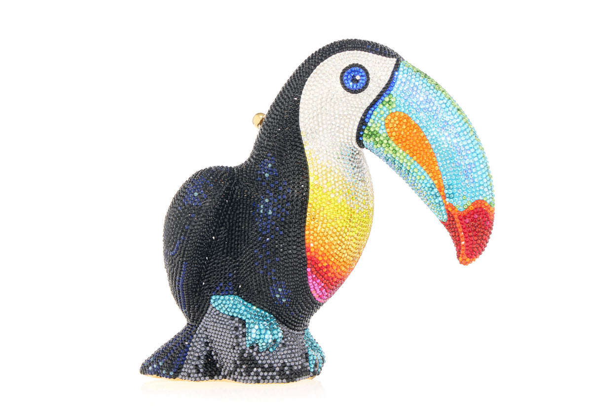 Toucan Samantha crystal clutch front view