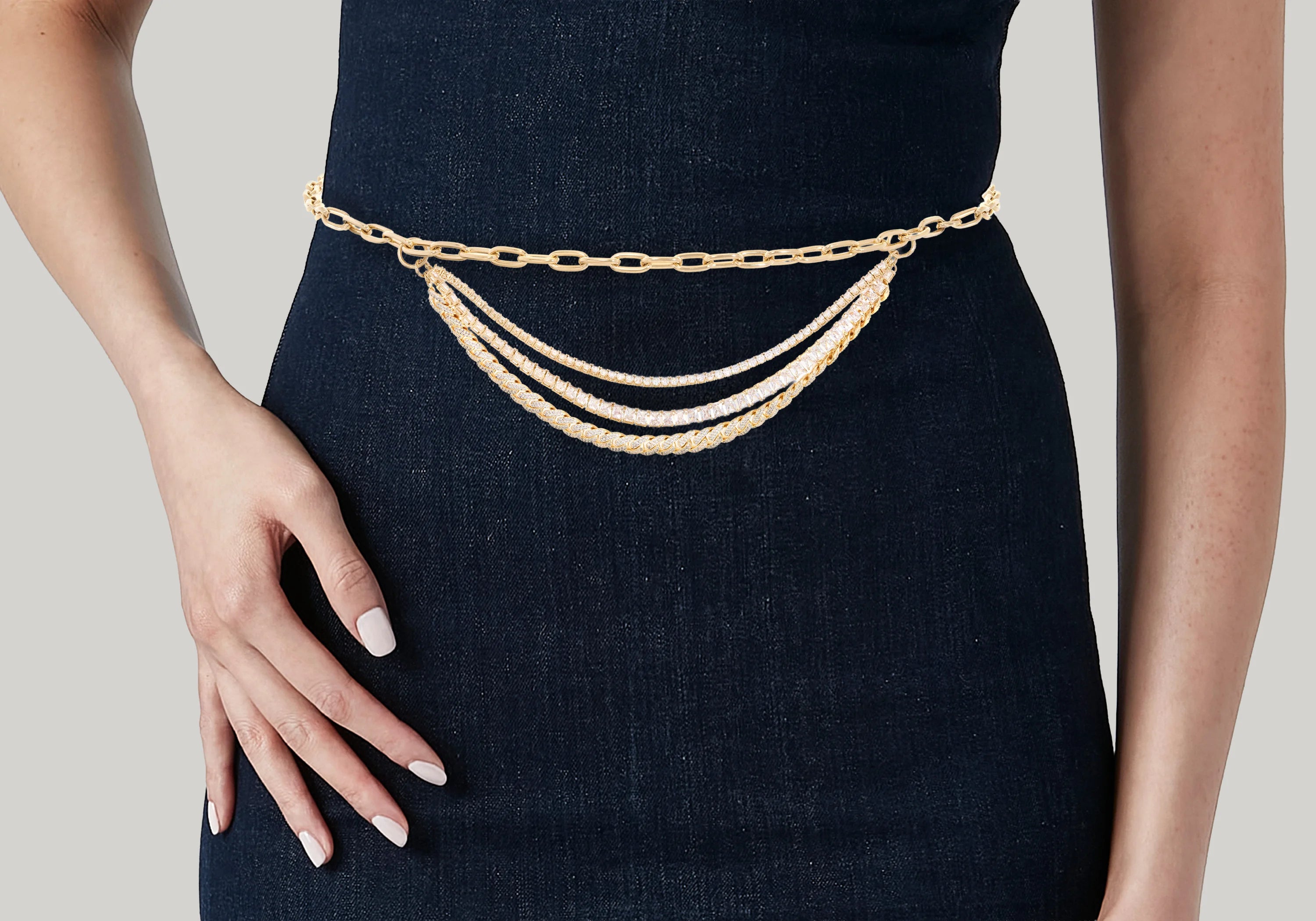 Triple Chain Belt Champagne - Judith Leiber Triple Chain Belt Champagne - Judith Leiber