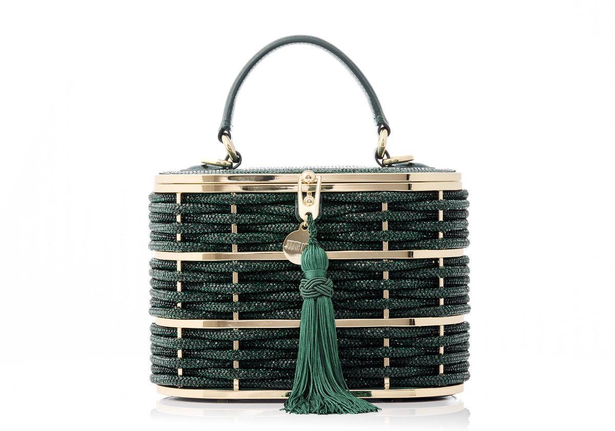 Willow Crystal Woven Top Handle Emerald