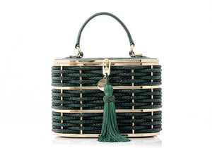 Willow Crystal Woven Top Handle Emerald-1