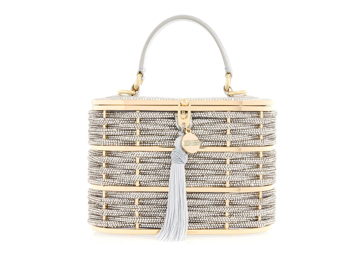Willow Crystal Woven Top Handle Silver rhine front view