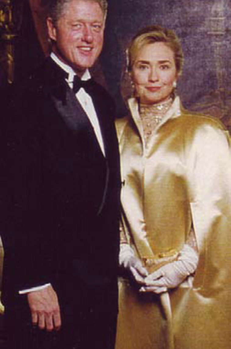 Judith Leiber receiving the CFDA Lifetime Achievement Award, and Hillary and Bill Clinton at the 1993 inaugural ball