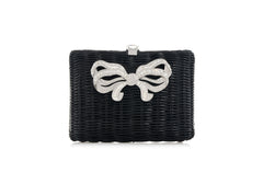 Hailey Wicker Bow Basket Black