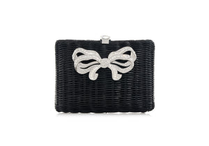 Hailey Wicker Bow Basket Black-1