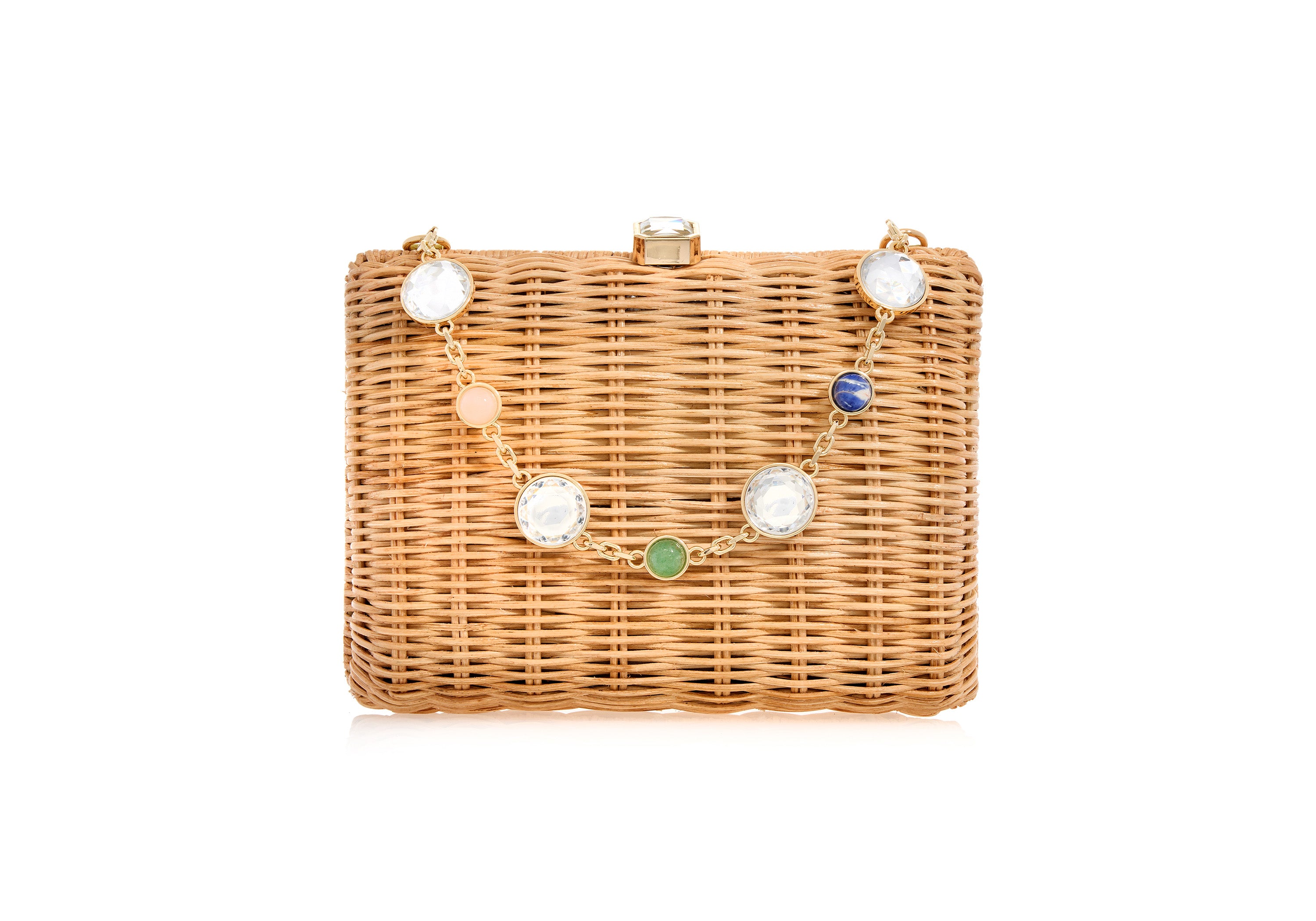Hailey Wicker Basket Natural Stone - Judith Leiber