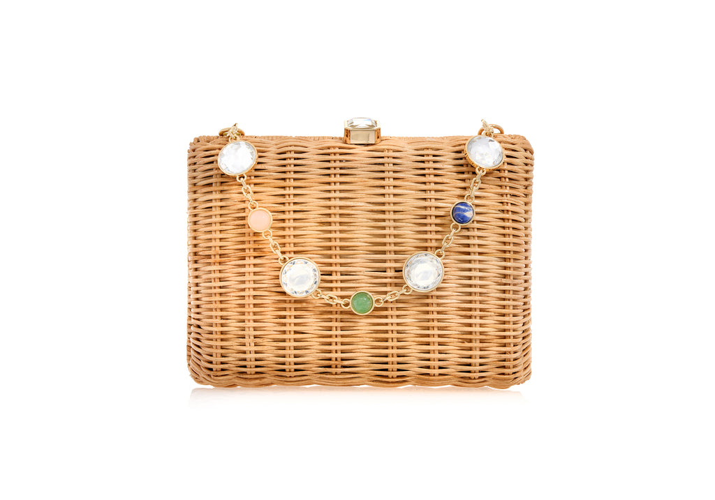 Hailey Wicker Basket Natural Stone - Judith Leiber