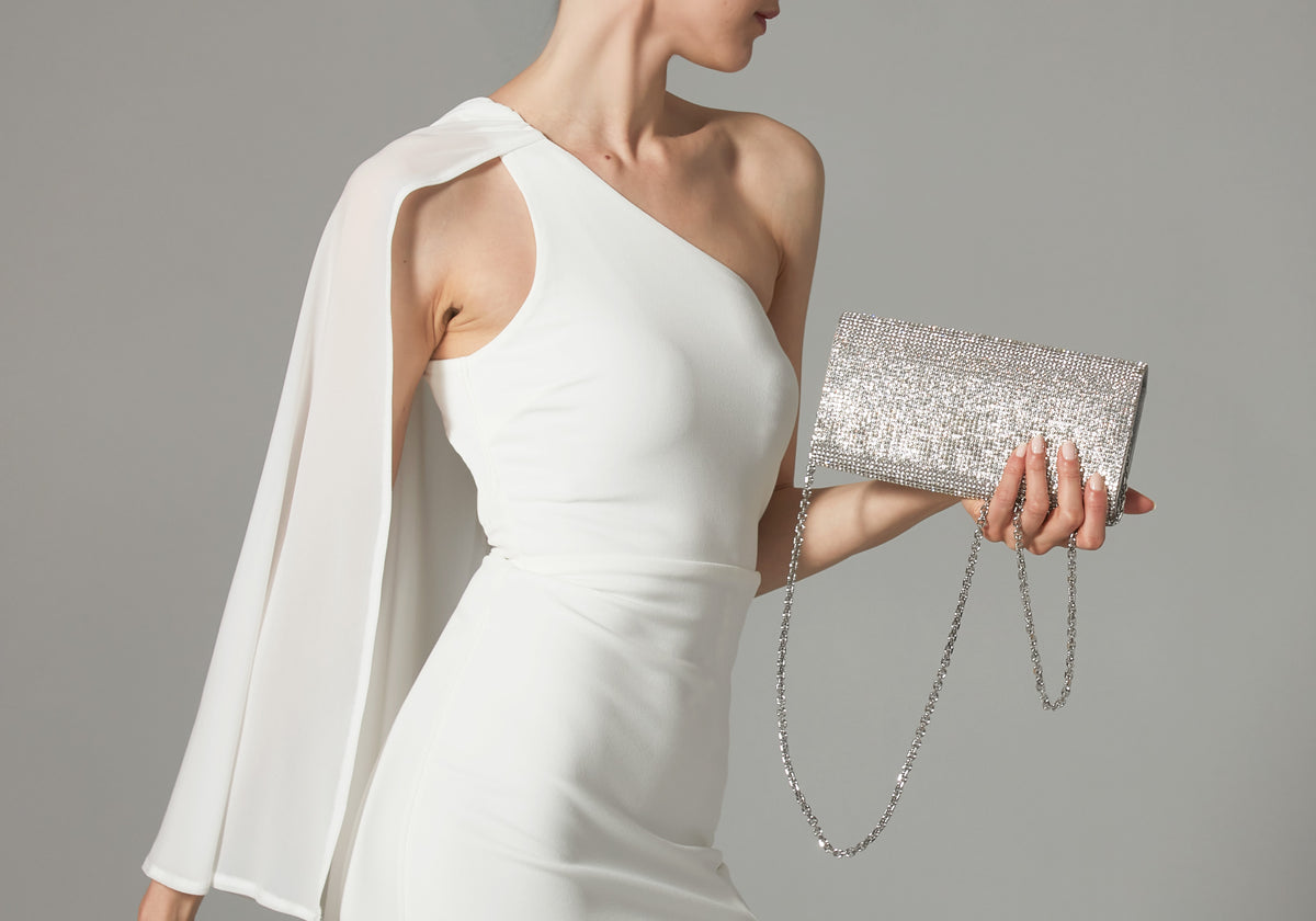 Perry Crystal Silver Clutch