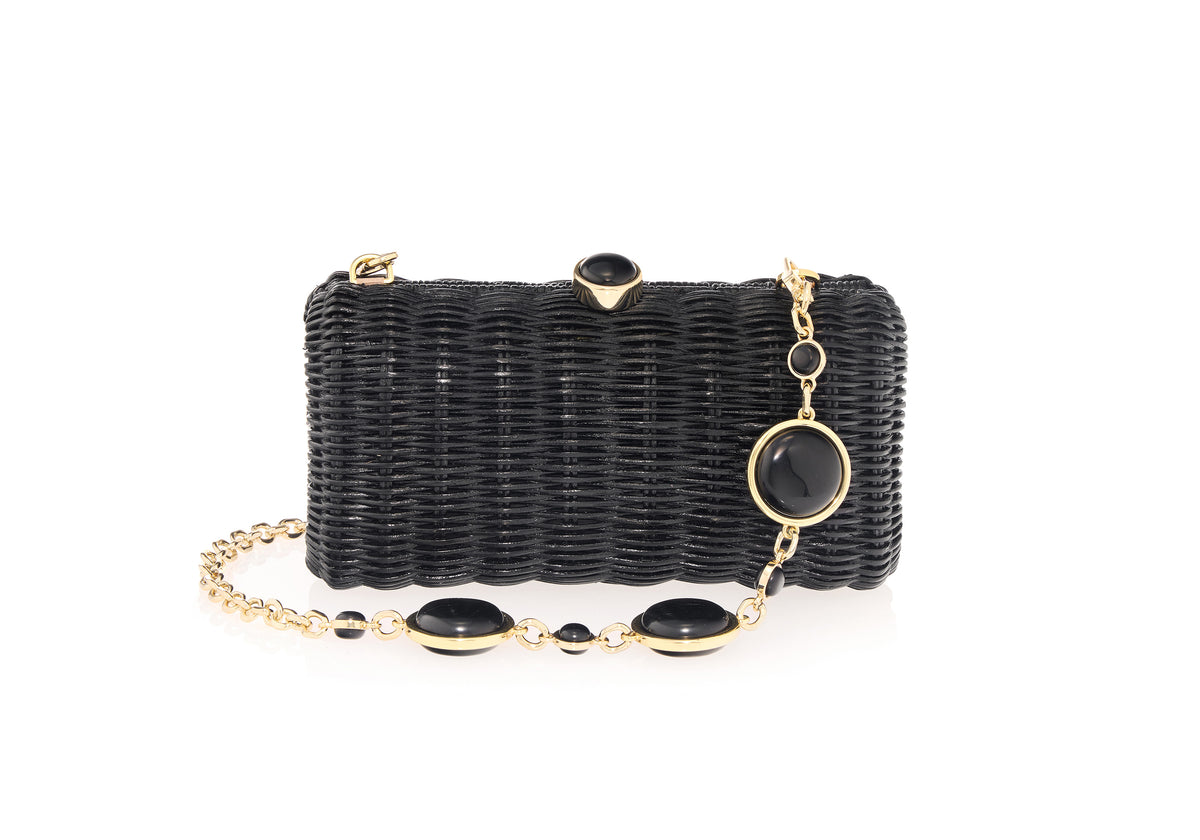Poppy Basket Semi-Precious Stones Black