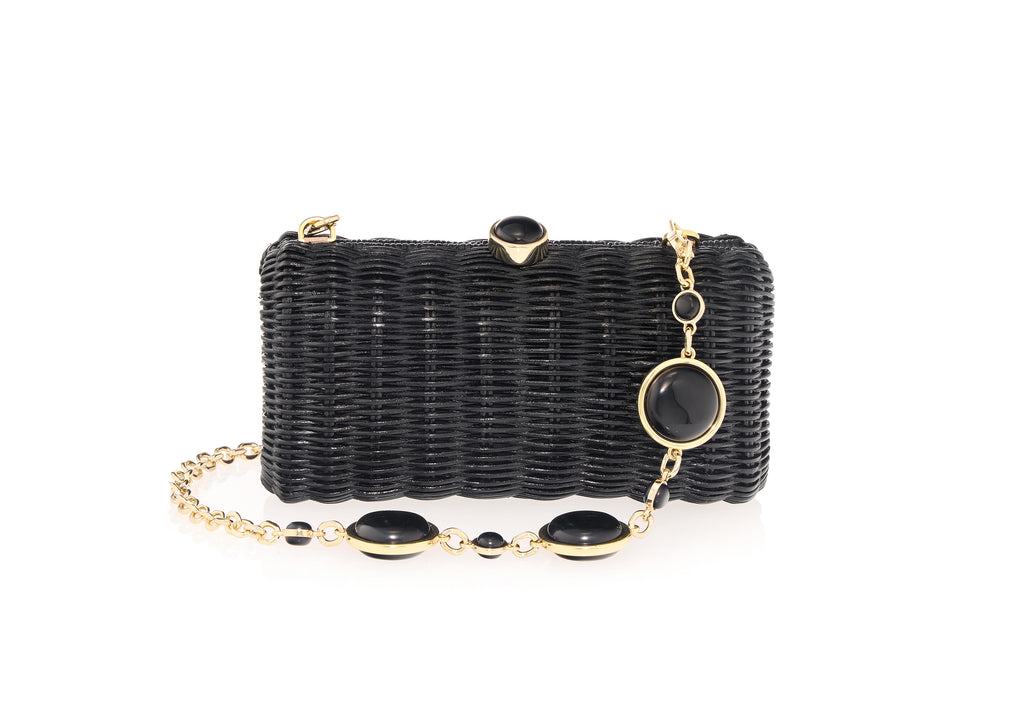 Poppy Basket Semi-Precious Stones Black - Judith Leiber