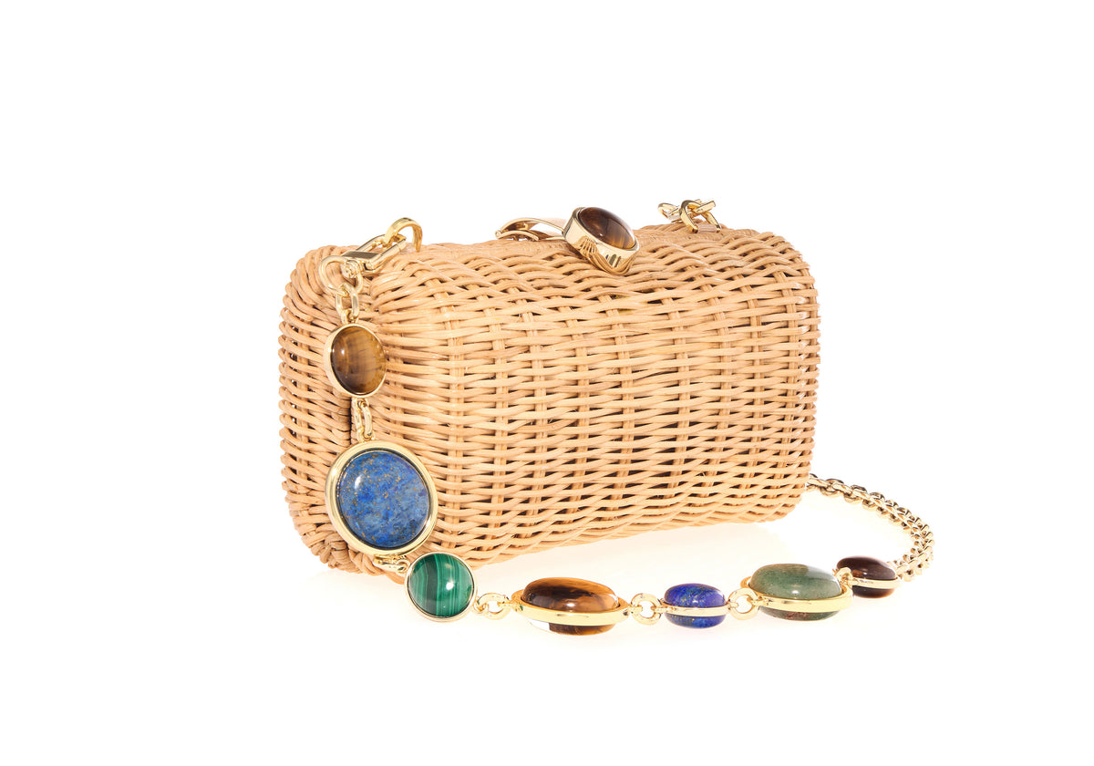 Poppy Basket Semi-Precious Stones Natural