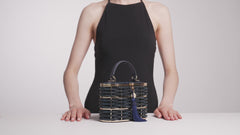 Willow Crystal Woven Top Handle Navy