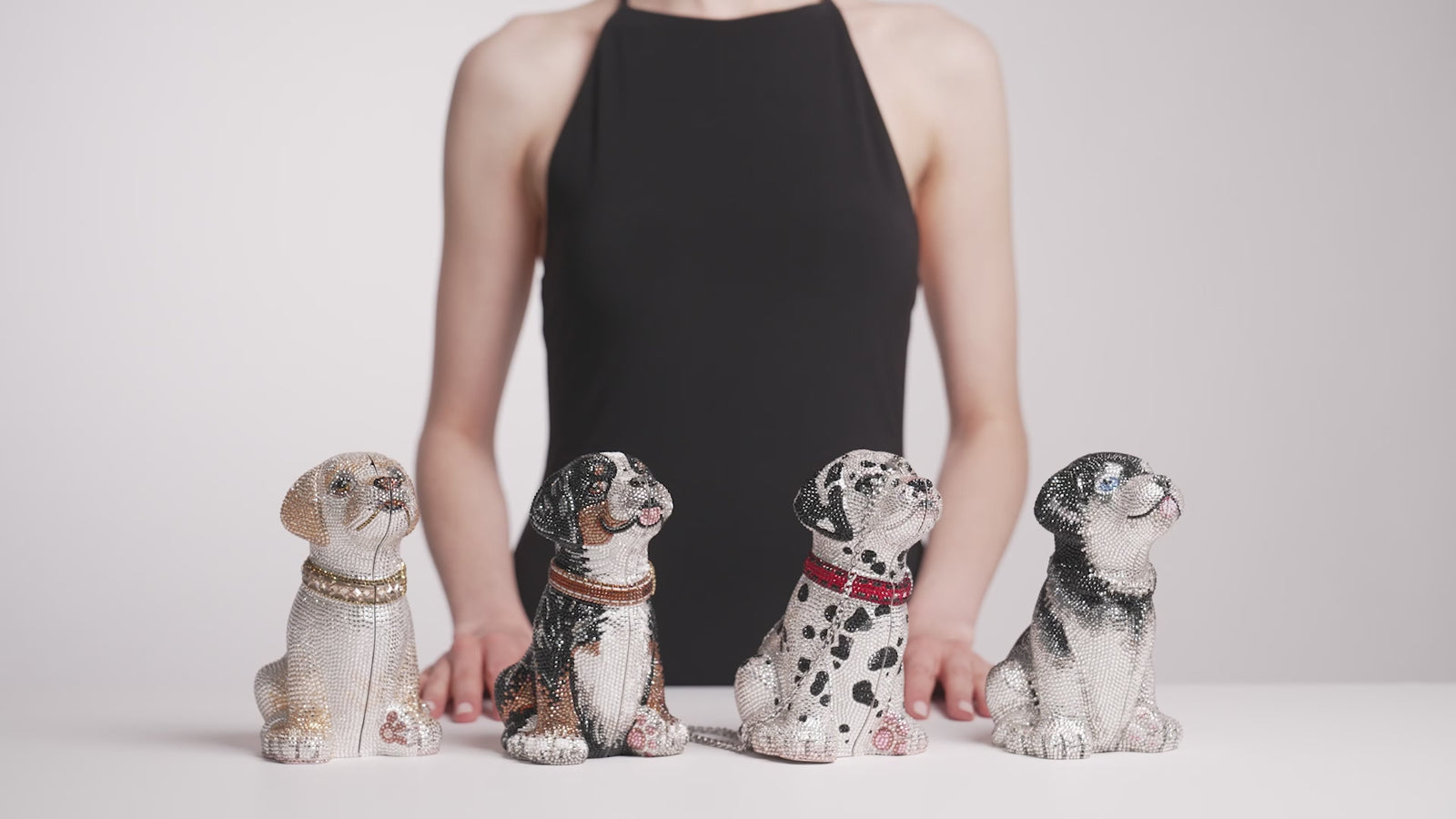 dog crystal minaudiere handbag