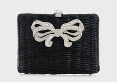 Hailey Wicker Bow Basket Black