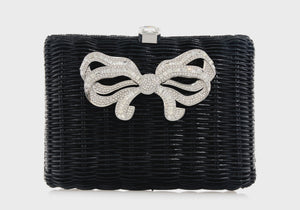 Hailey Wicker Bow Basket Black-6