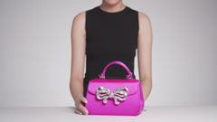 Satin Bow Top Handle Fuchsia