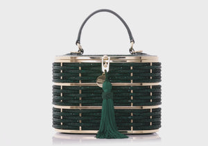 Willow Crystal Woven Top Handle Emerald-3