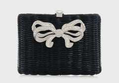 Hailey Wicker Basket Bow Black