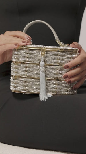 Willow Crystal Woven Top Handle Silver-4