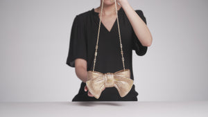 JUDITH LEIBER COUTURE Bow Just for You crystal-embellished gold-tone clutch