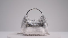 Top Handle Squares Clutch Silver