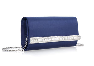 Perry Satin Clutch Navy