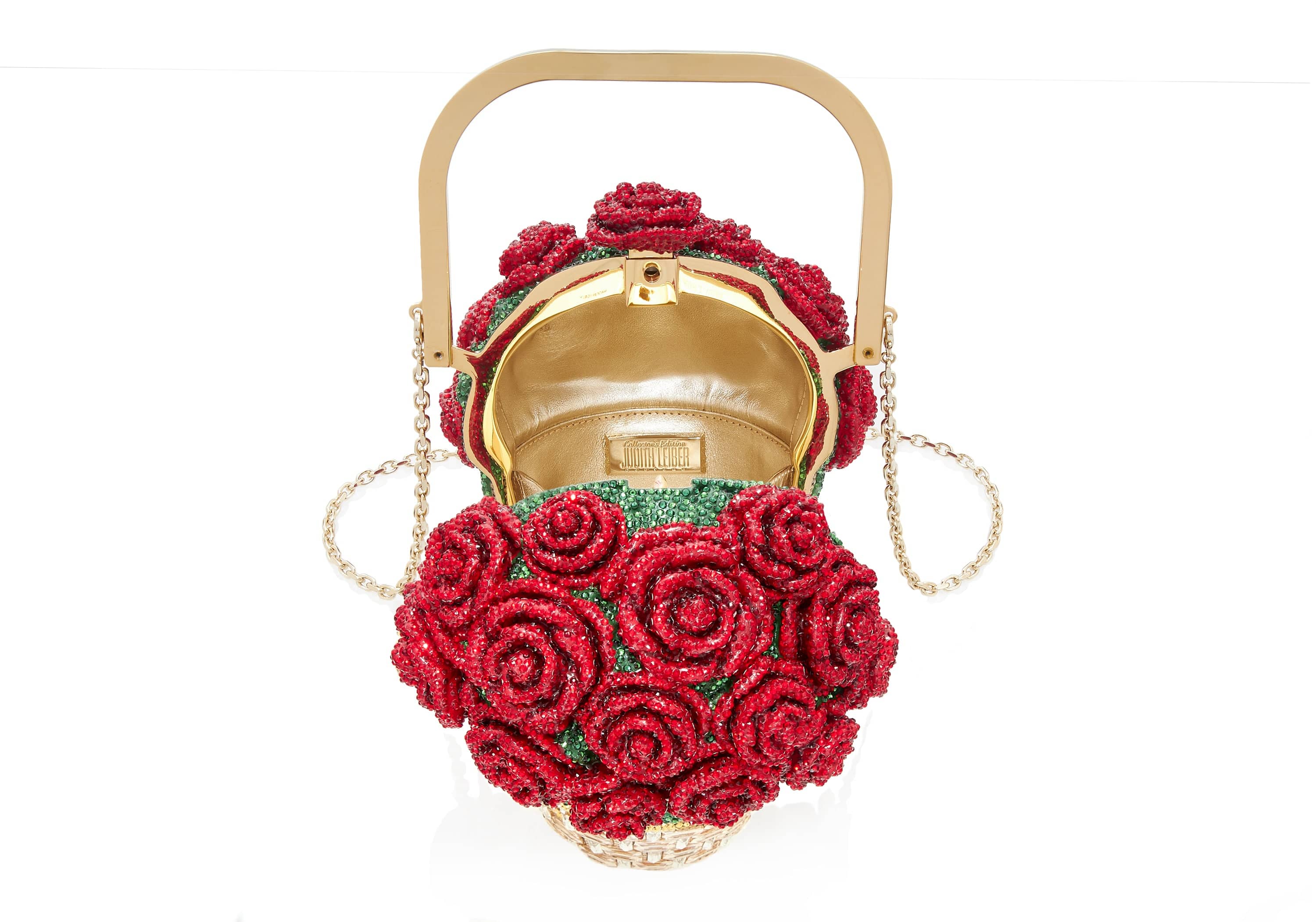 Basket of Roses crystal-embellished gold-tone clutch
