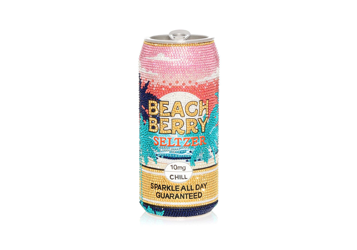 Beverage Can Beach Berry crystal clutch front view