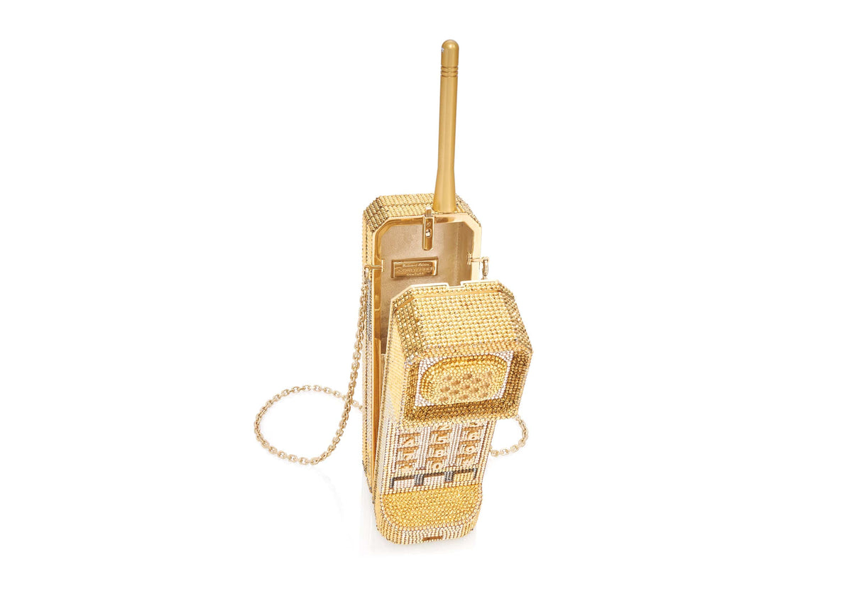 Brick Phone Call Me - Designer Judith Leiber Phone-Shaped Handbag Clutch