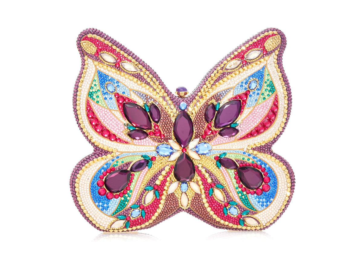 Butterfly Medley crystal clutch front view