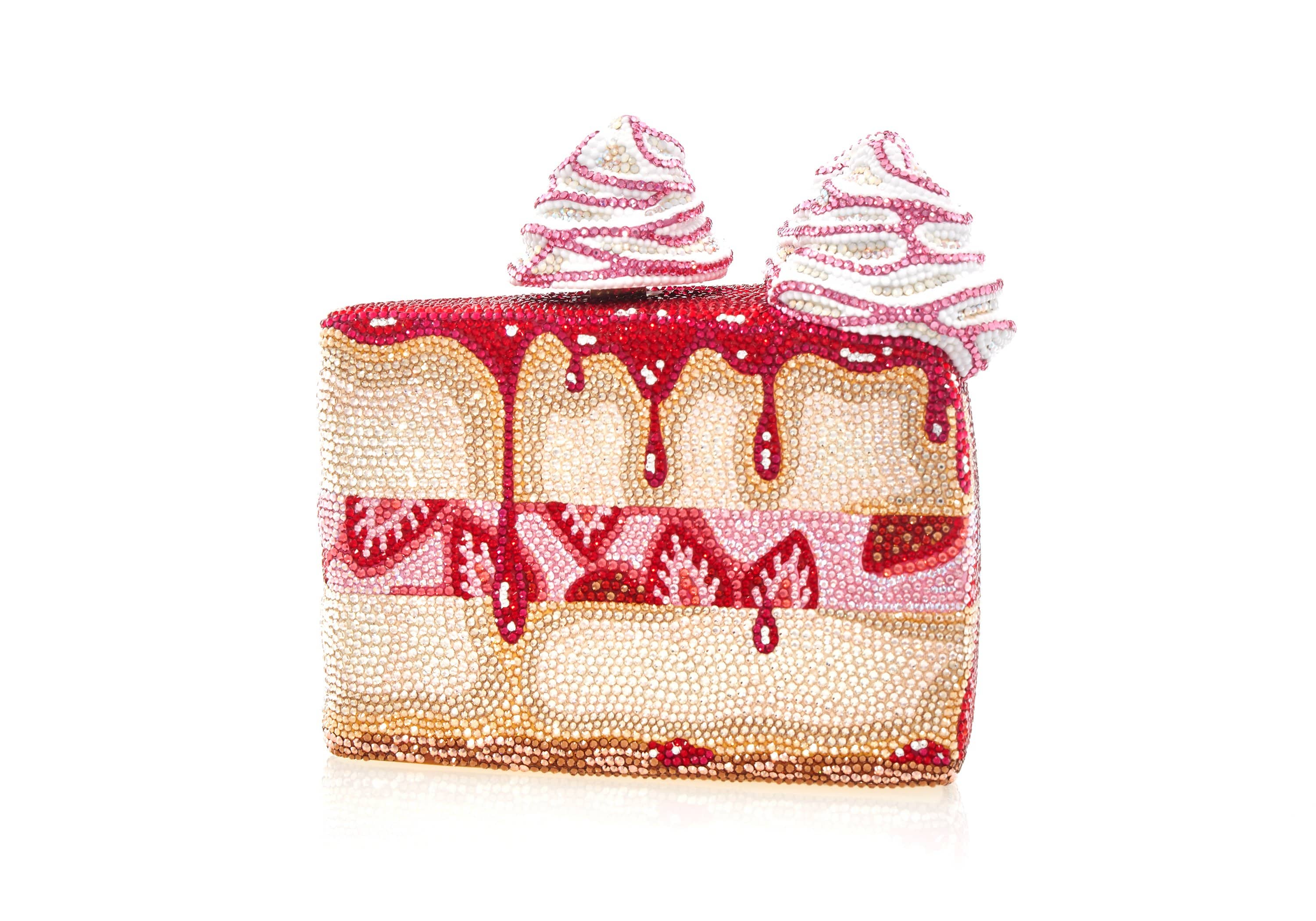 Judith Leiber Cupcake Strawberry Crystal-embellished Gold-tone Clutch in  Pink