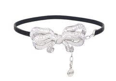 Bow Baguette Belt Black