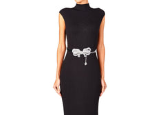 Bow Baguette Belt Black
