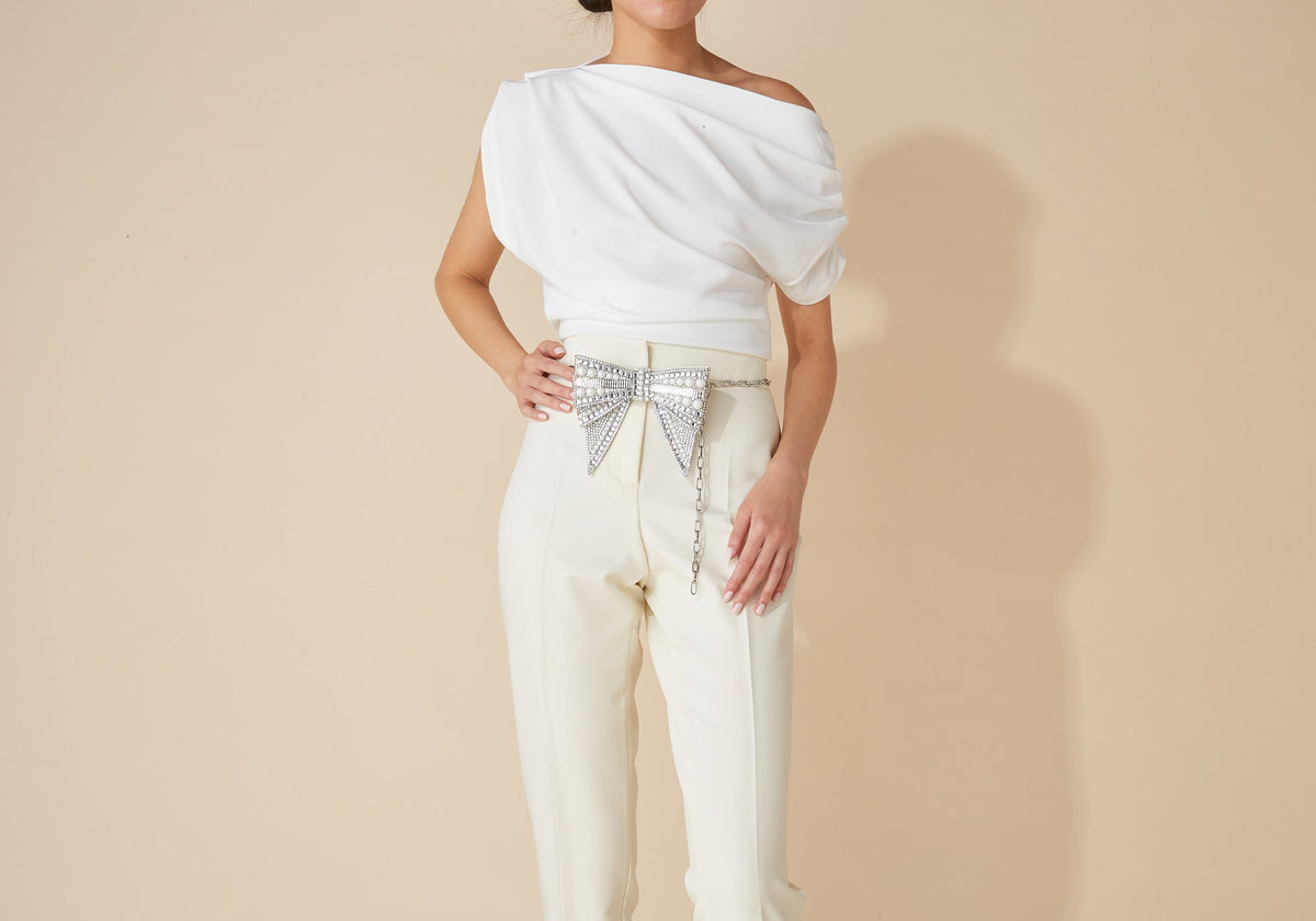 Gold Bow Belt High Waist Pencil Pants Sexy Skinny Push Up Faux Leather  Trousers Casual Office