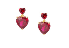 Heart Drop Earrings Red