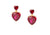 Heart Drop Earrings Red
