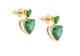 Heart Drop Earrings Green